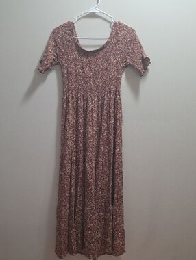 NATURAL LIFE Rose-Tone Floral Smocked Maxi Dress
